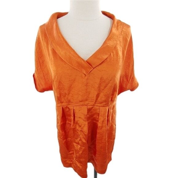 Victor Alfaro lustrous orange tunic top medium - Picture 3 of 11